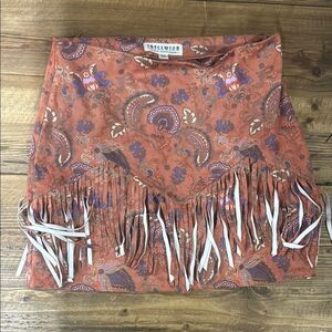 Idyllwind Women’s Orange Design Fringe Skirt Size S